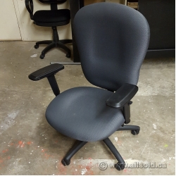 Grey Mid Back Rolling Adjustable Task Chair with Arms